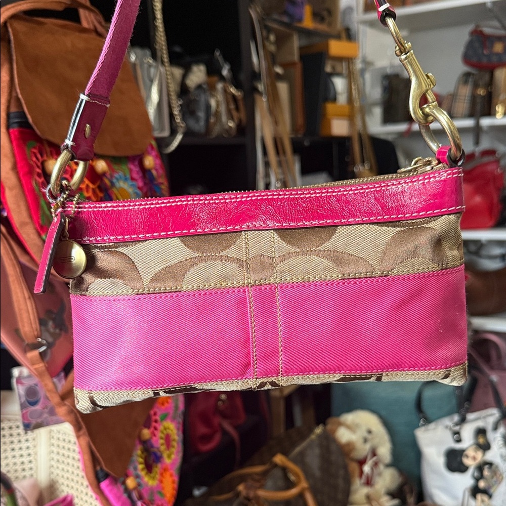 Coach Legacy Hot Pink and Brown Women's Shoulder Bag